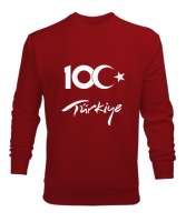 Türkiye,Türkiye bayrağı,milli mücadelenin 100. yılı. Kırmızı Erkek Sweatshirt - Tisho