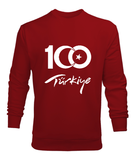 Tisho - Türkiye,Türkiye bayrağı,milli mücadelenin 100. yılı. Kırmızı Erkek Sweatshirt