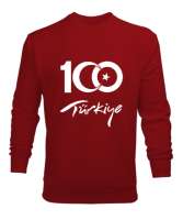 Türkiye,Türkiye bayrağı,milli mücadelenin 100. yılı. Kırmızı Erkek Sweatshirt - Tisho