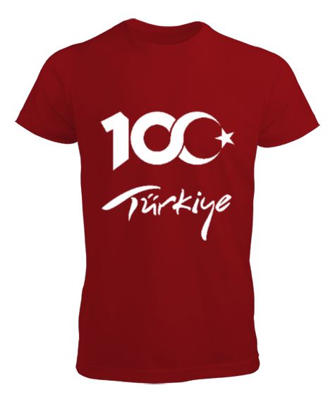 Tisho - Türkiye,Türkiye bayrağı,milli mücadelenin 100. yılı. Kırmızı Erkek Tişört