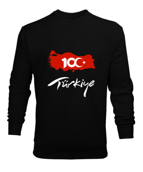 Tisho - Türkiye,Türkiye bayrağı,milli mücadelenin 100. yılı. Siyah Erkek Sweatshirt
