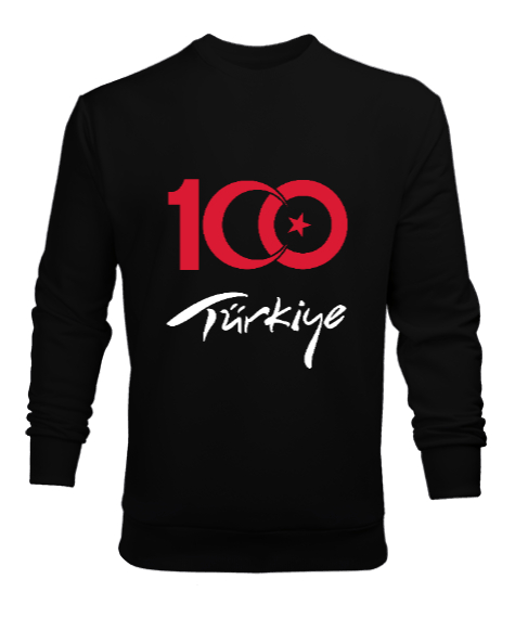 Tisho - Türkiye,Türkiye bayrağı,milli mücadelenin 100. yılı. Siyah Erkek Sweatshirt