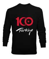 Türkiye,Türkiye bayrağı,milli mücadelenin 100. yılı. Siyah Erkek Sweatshirt - Tisho