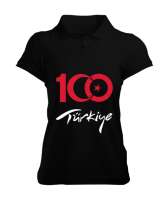 Türkiye,Türkiye bayrağı,milli mücadelenin 100. yılı. Siyah Kadın Polo Yaka Tişört - Tisho