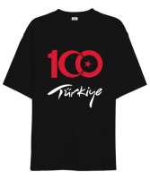 Türkiye,Türkiye bayrağı,milli mücadelenin 100. yılı. Siyah Oversize Unisex Tişört - Tisho