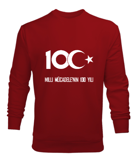 Tisho - Türkiye,Türkiye bayrağı,milli mücadelenin 100.yılı. Kırmızı Erkek Sweatshirt