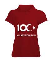 Türkiye,Türkiye bayrağı,milli mücadelenin 100.yılı. Kırmızı Kadın Polo Yaka Tişört - Tisho