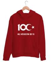 Türkiye,Türkiye bayrağı,milli mücadelenin 100.yılı. Kırmızı Unisex Kapşonlu Sweatshirt - Tisho