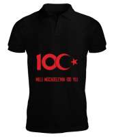 Türkiye,Türkiye bayrağı,milli mücadelenin 100.yılı. Siyah Erkek Kısa Kol Polo Yaka - Tisho