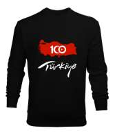 Türkiye,Türkiye bayrağı,milli mücadelenin 100.yılı. Siyah Erkek Sweatshirt - Tisho