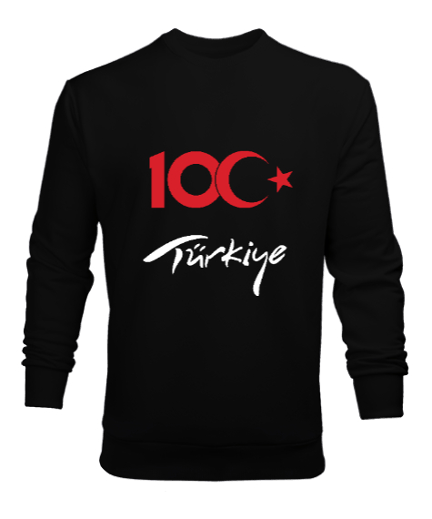 Tisho - Türkiye,Türkiye bayrağı,milli mücadelenin 100.yılı. Siyah Erkek Sweatshirt