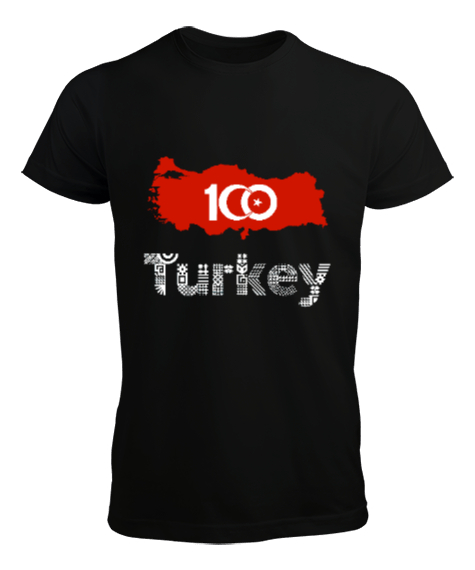 Tisho - Türkiye,Türkiye bayrağı,milli mücadelenin 100.yılı. Siyah Erkek Tişört