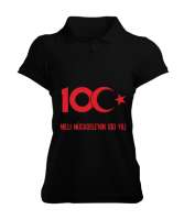 Türkiye,Türkiye bayrağı,milli mücadelenin 100.yılı. Siyah Kadın Polo Yaka Tişört - Tisho