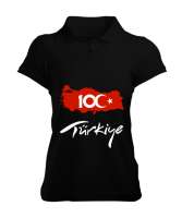 Türkiye,Türkiye bayrağı,milli mücadelenin 100.yılı. Siyah Kadın Polo Yaka Tişört - Tisho