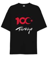Türkiye,Türkiye bayrağı,milli mücadelenin 100.yılı. Siyah Oversize Unisex Tişört - Tisho