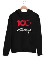 Türkiye,Türkiye bayrağı,milli mücadelenin 100.yılı. Siyah Unisex Kapşonlu Sweatshirt - Tisho