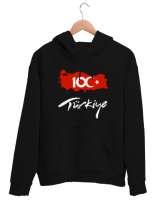 Türkiye,Türkiye bayrağı,milli mücadelenin 100.yılı. Siyah Unisex Kapşonlu Sweatshirt - Tisho