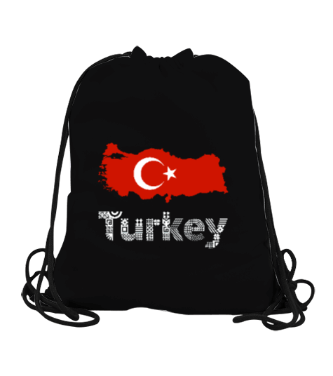 Tisho - Türkiye,Türkiye bayrağı,Türkiye Haritası. Büzgülü Spor Çanta