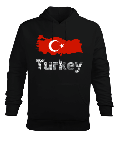 Türkiye,Türkiye bayrağı,Türkiye Haritası. Erkek Kapüşonlu Hoodie Sweatshirt - Tisho