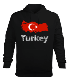 Türkiye,Türkiye bayrağı,Türkiye Haritası. Erkek Kapüşonlu Hoodie Sweatshirt - Tisho