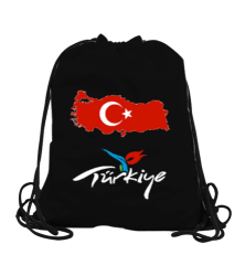 Türkiye,Türkiye bayrağı,Türkiye Haritası. Siyah Büzgülü Spor Çanta - Tisho