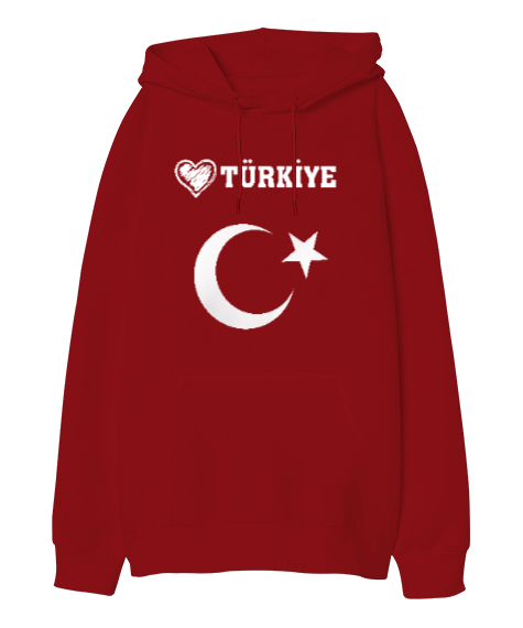 Tisho - Türkiyeyi Seviyorum Oversize Unisex Kapüşonlu Sweatshirt
