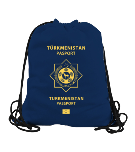 Tisho - Türkmenistan,Turkmenistan,Türkmenistan Bayrağı,Türkmenistan logosu,Turkmenistan flag. Lacivert Büzgülü Spor Çanta