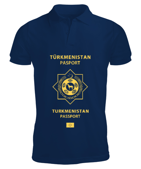 Tisho - Türkmenistan,Turkmenistan,Türkmenistan Bayrağı,Türkmenistan logosu,Turkmenistan flag. Lacivert Erkek Kısa Kol Polo Yaka