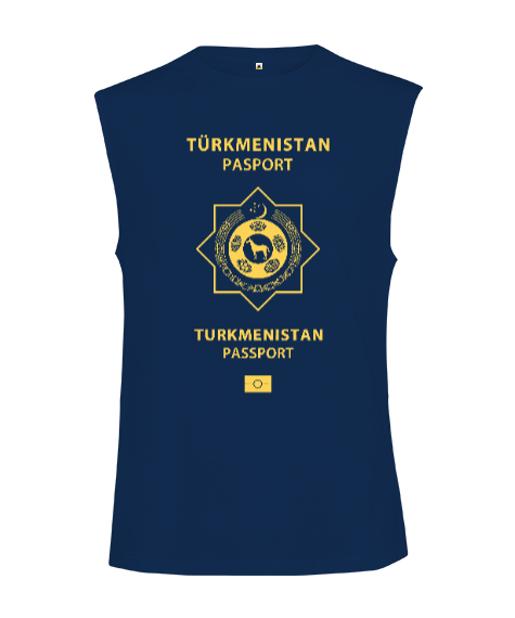 Tisho - Türkmenistan,Turkmenistan,Türkmenistan Bayrağı,Türkmenistan logosu,Turkmenistan flag. Lacivert Kesik Kol Unisex Tişört