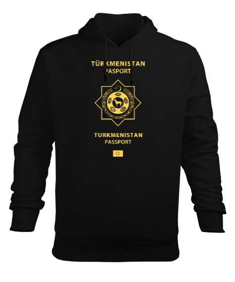 Tisho - Türkmenistan,Turkmenistan,Türkmenistan Bayrağı,Türkmenistan logosu,Turkmenistan flag. Siyah Erkek Kapüşonlu Hoodie Sweatshirt