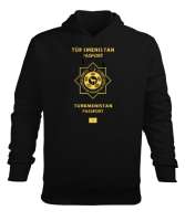 Türkmenistan,Turkmenistan,Türkmenistan Bayrağı,Türkmenistan logosu,Turkmenistan flag. Siyah Erkek Kapüşonlu Hoodie Sweatshirt - Tisho