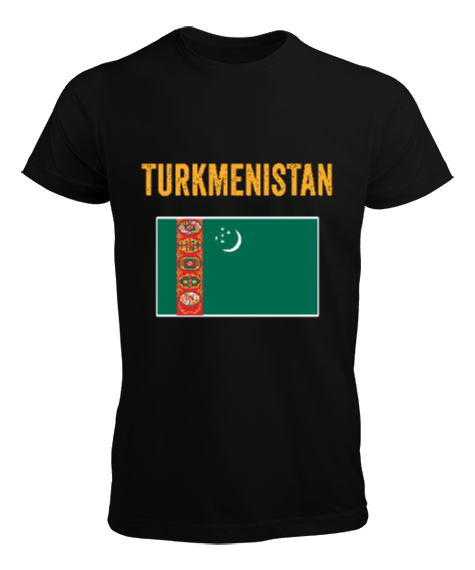 Tisho - Türkmenistan,Turkmenistan,Türkmenistan Bayrağı,Türkmenistan logosu,Turkmenistan flag. Siyah Erkek Tişört