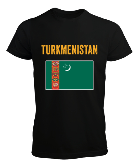 Tisho - Türkmenistan,Turkmenistan,Türkmenistan Bayrağı,Türkmenistan logosu,Turkmenistan flag. Siyah Erkek Tişört