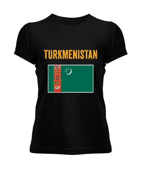 Tisho - Türkmenistan,Turkmenistan,Türkmenistan Bayrağı,Türkmenistan logosu,Turkmenistan flag. Siyah Kadın Tişört