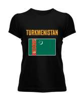 Türkmenistan,Turkmenistan,Türkmenistan Bayrağı,Türkmenistan logosu,Turkmenistan flag. Siyah Kadın Tişört - Tisho