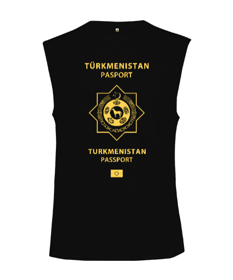 Tisho - Türkmenistan,Turkmenistan,Türkmenistan Bayrağı,Türkmenistan logosu,Turkmenistan flag. Siyah Kesik Kol Unisex Tişört