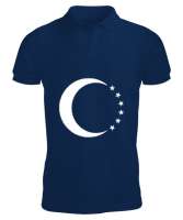 Türkmenli,Türkmen bayrağı,Göktürk,Türkiye. Lacivert Erkek Kısa Kol Polo Yaka - Tisho