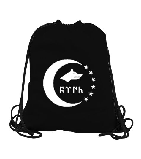 Tisho - Türkmenli,Türkmen bayrağı,Göktürk,Türkiye. Siyah Büzgülü Spor Çanta