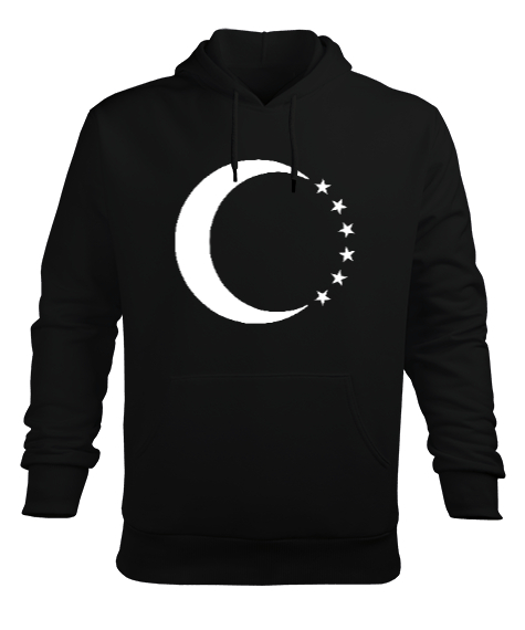 Tisho - Türkmenli,Türkmen bayrağı,Göktürk,Türkiye. Siyah Erkek Kapüşonlu Hoodie Sweatshirt