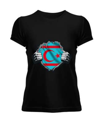 Türkmenli,Türkmen bayrağı,Göktürk,Türkiye. Siyah Kadın Tişört - Tisho