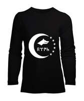 Türkmenli,Türkmen bayrağı,Göktürk,Türkiye. Siyah Kadın Uzun Kol Tişört - Tisho