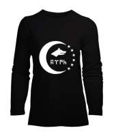 Türkmenli,Türkmen bayrağı,Göktürk,Türkiye. Siyah Kadın Uzun Kol Tişört - Tisho