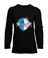 Türkmenli,Türkmen bayrağı,Göktürk,Türkiye. Siyah Kadın Uzun Kol Tişört - Tisho