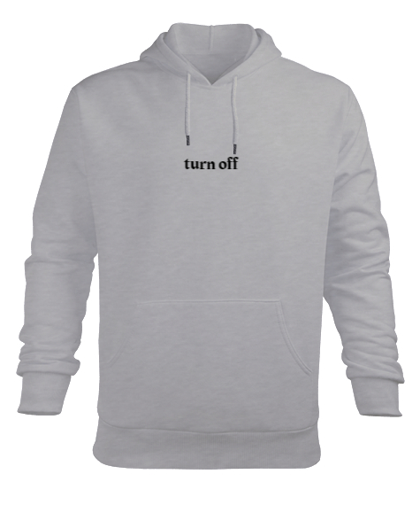 Tisho - Turn Off Gri Erkek Kapüşonlu Hoodie Sweatshirt