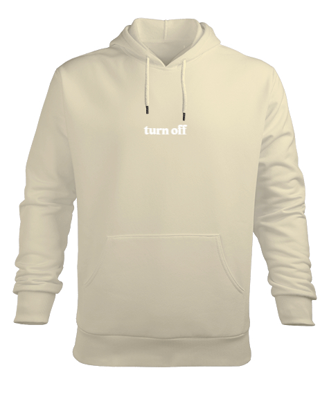 Tisho - Turn Off Krem Erkek Kapüşonlu Hoodie Sweatshirt