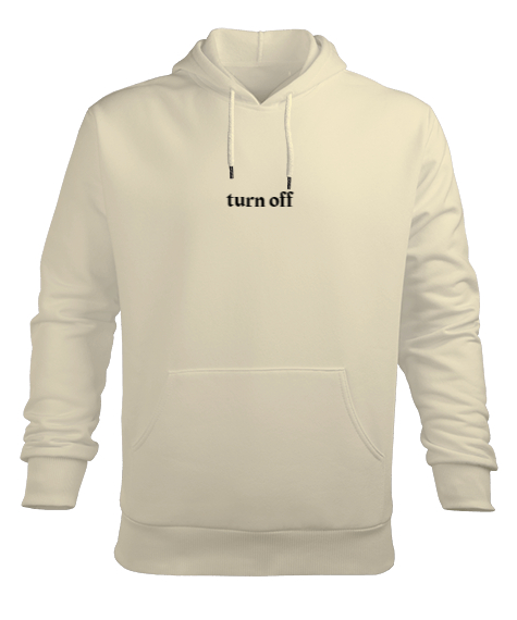 Tisho - Turn Off Krem Erkek Kapüşonlu Hoodie Sweatshirt