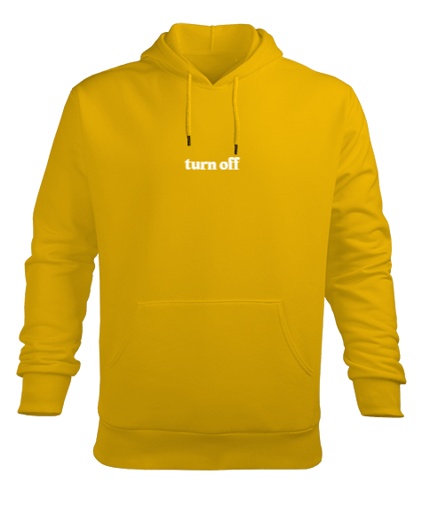 Tisho - Turn Off Sarı Erkek Kapüşonlu Hoodie Sweatshirt