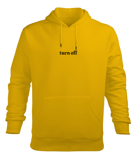 Tisho - Turn Off Sarı Erkek Kapüşonlu Hoodie Sweatshirt