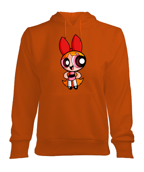 Tisho - turuncu powerpuff girls baskılı bayan sweatshirt Kadın Kapşonlu Hoodie Sweatshirt