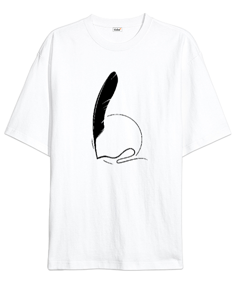 Tisho - Tüy ve İzi Beyaz Oversize Unisex Tişört